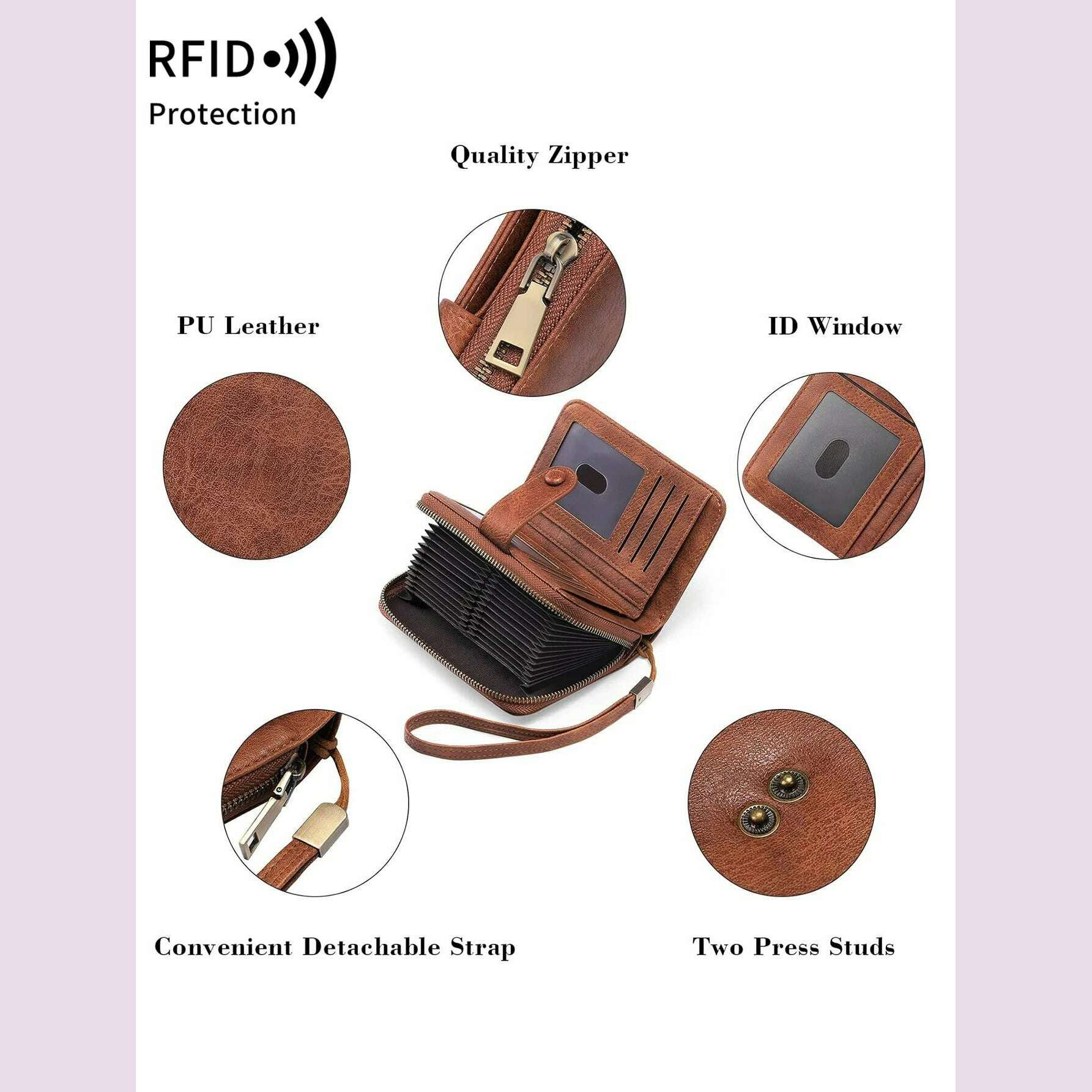 KIMLUD, MIYIN Retro Large Capacity RFID Shielded Women's Short Wallet Multi Card Slot Organ Credit Card Bag Multi Functional Zero Wallet, KIMLUD Womens Clothes