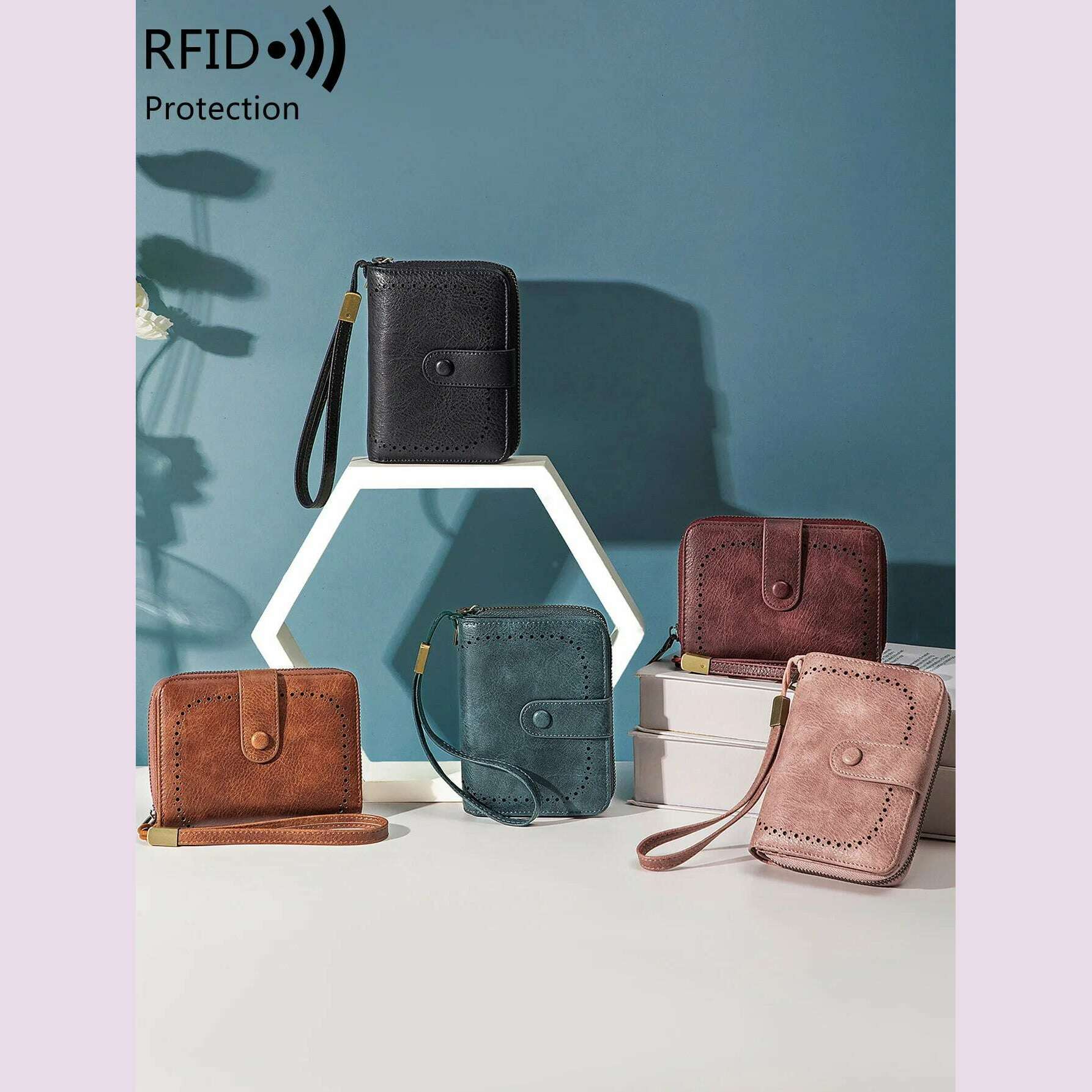 KIMLUD, MIYIN Retro Large Capacity RFID Shielded Women's Short Wallet Multi Card Slot Organ Credit Card Bag Multi Functional Zero Wallet, KIMLUD Womens Clothes