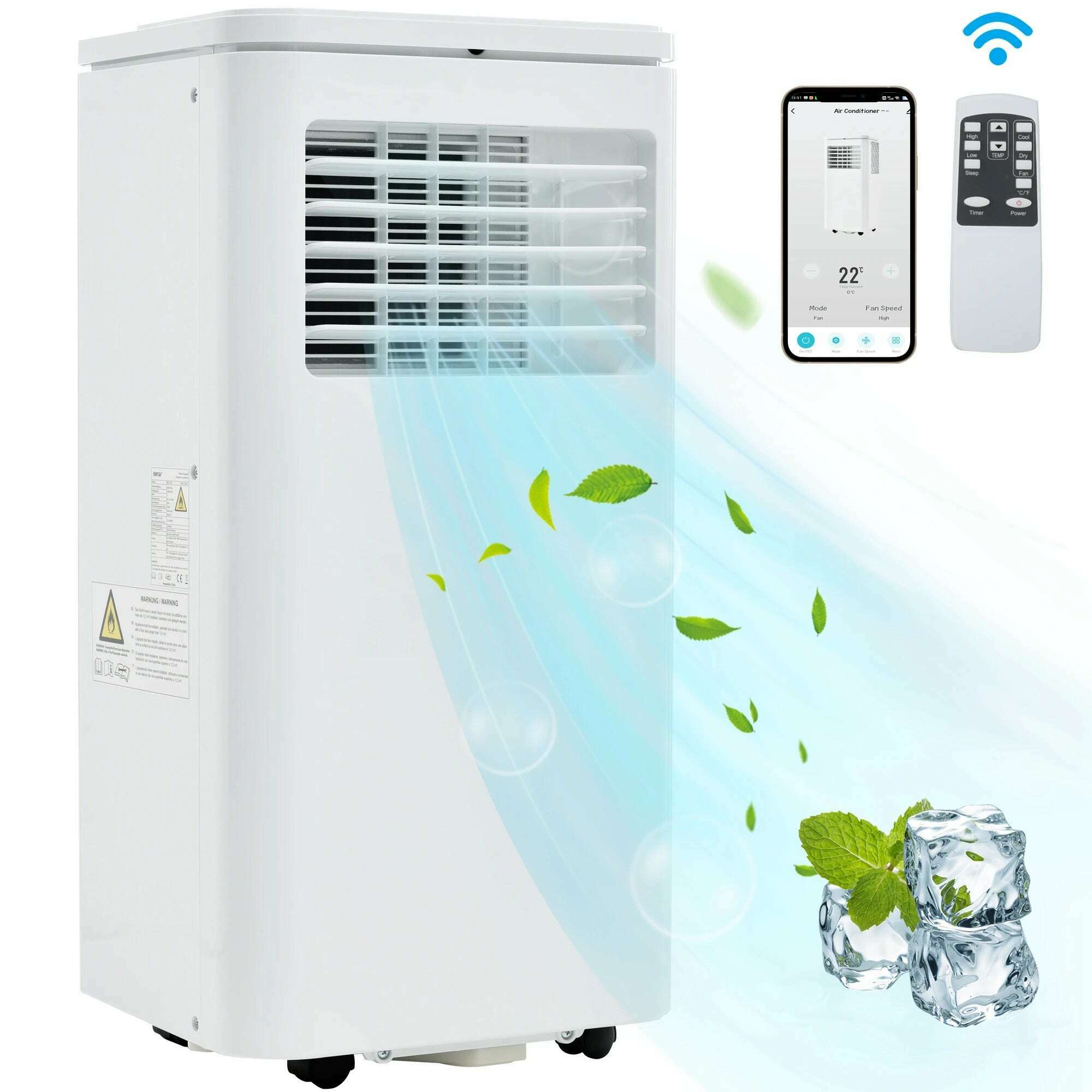 KIMLUD, Mobile air conditioner 9000 BTU/h, 2.5KW. Dehumidifier with exhaust function, remote control/APP control, white, KIMLUD APPAREL - Womens Clothes