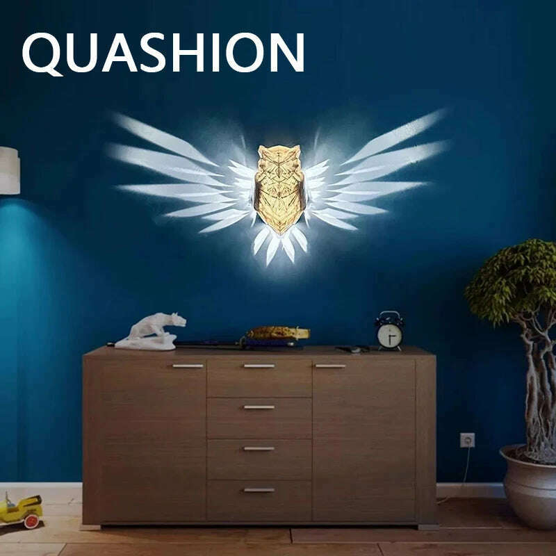 KIMLUD, Modern Home Decoration Projector Wall Lamp 3D Print Resin Creative Anime Sconce Light Owl Eagle Corridor Atmosphere Night Lustre, KIMLUD Womens Clothes