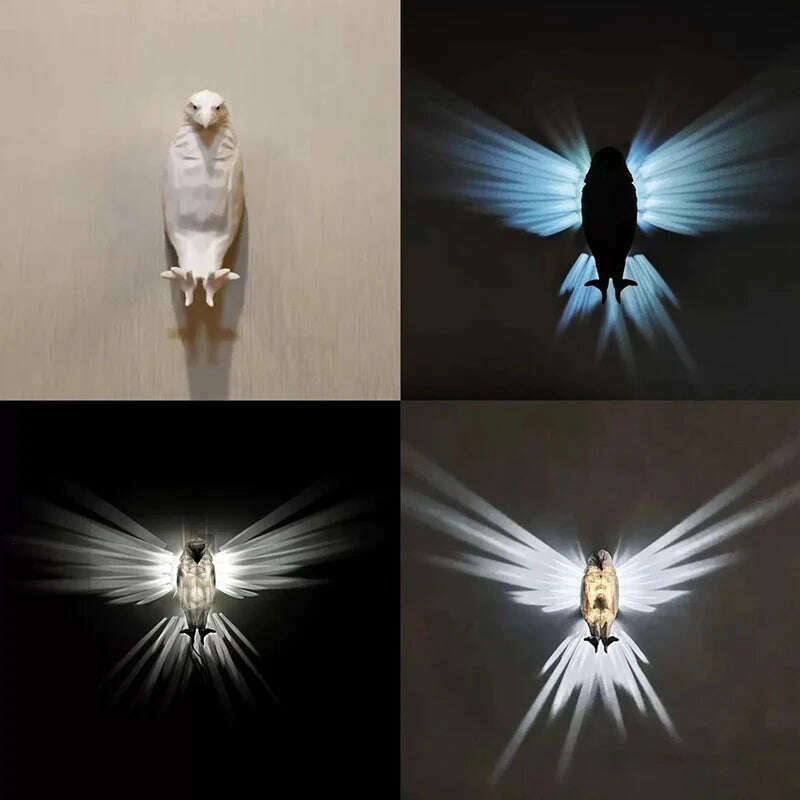 KIMLUD, Modern Home Decoration Projector Wall Lamp 3D Print Resin Creative Anime Sconce Light Owl Eagle Corridor Atmosphere Night Lustre, KIMLUD Womens Clothes