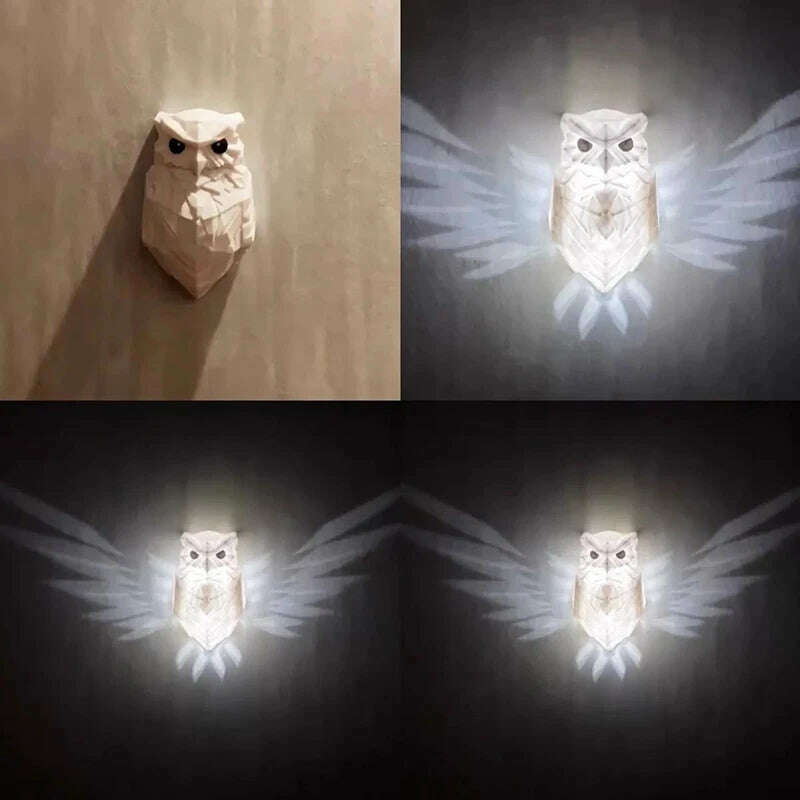 Modern Home Decoration Projector Wall Lamp 3D Print Resin Creative Anime Sconce Light Owl Eagle Corridor Atmosphere Night Lustre - KIMLUD