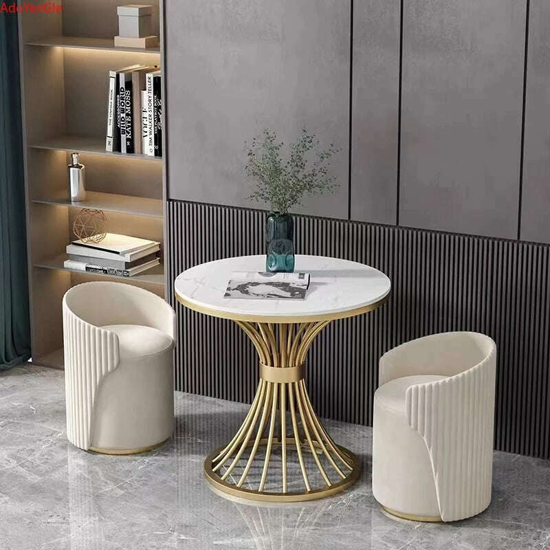 Modern marble coffee table INS Round small Sofa side table balcony Living room Coffee Corner hall negotiation reception table - KIMLUD