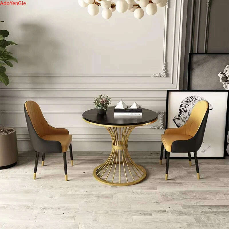 Modern marble coffee table INS Round small Sofa side table balcony Living room Coffee Corner hall negotiation reception table - KIMLUD