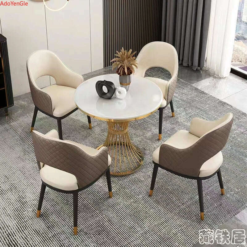 Modern marble coffee table INS Round small Sofa side table balcony Living room Coffee Corner hall negotiation reception table - KIMLUD