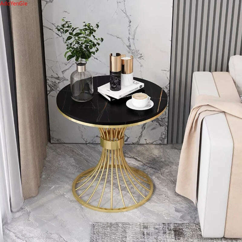 KIMLUD, Modern marble coffee table INS Round small Sofa side table balcony Living room  Coffee Corner hall negotiation reception table, KIMLUD Womens Clothes