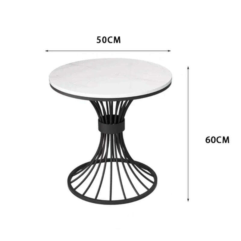 KIMLUD, Modern marble coffee table INS Round small Sofa side table balcony Living room  Coffee Corner hall negotiation reception table, Marble white Black, KIMLUD APPAREL - Womens Clothes