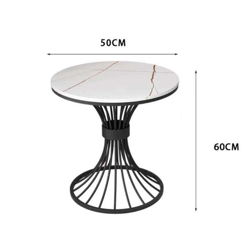 KIMLUD, Modern marble coffee table INS Round small Sofa side table balcony Living room  Coffee Corner hall negotiation reception table, SLATE white black, KIMLUD APPAREL - Womens Clothes