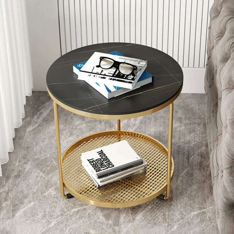 Modern Sidepiece Nordic Sofa Table Marble Side Cabinet Balcony Bedside Tea Table Light Luxury Modern Furniture - KIMLUD