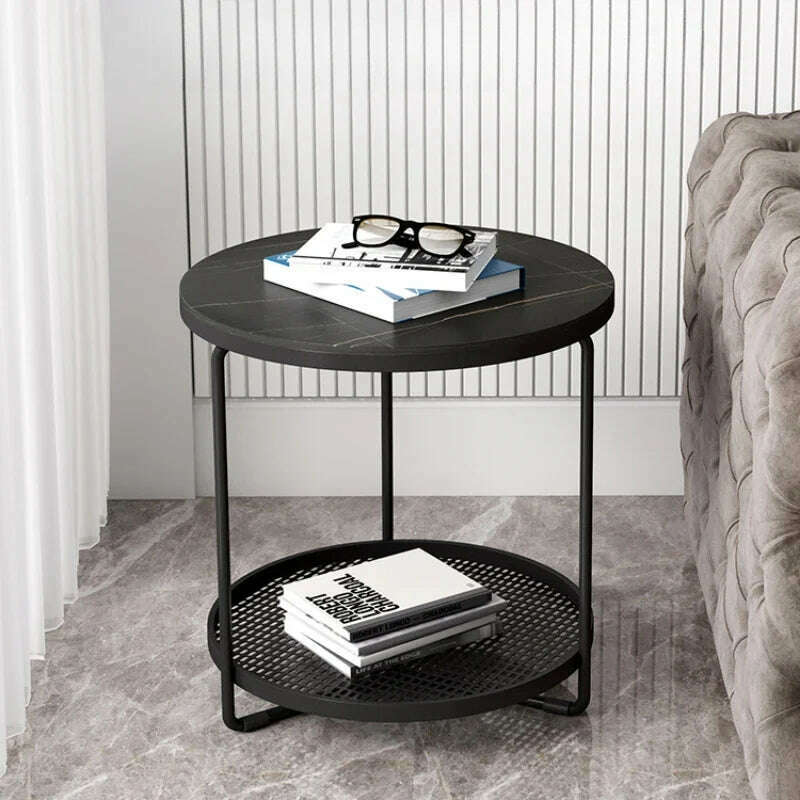 Modern Sidepiece Nordic Sofa Table Marble Side Cabinet Balcony Bedside Tea Table Light Luxury Modern Furniture - KIMLUD