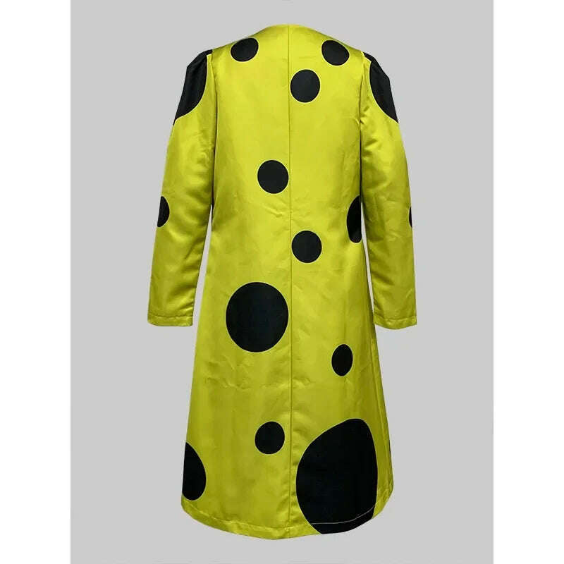 KIMLUD, Modigirl Women’s Winter Long Coats 2024 Polka Dot Pattern Long Sleeves Loose Streetwear Female Midi Outwear Jacket for Autumn, KIMLUD Womens Clothes