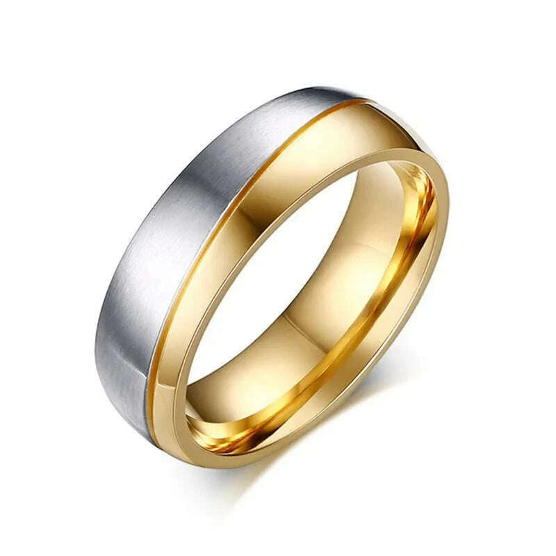 KIMLUD, Modyle 2023 New Fashion Gold-color Rings For Women Man Wedding Ring 316l Stainless Steel Promise Jewelry, KIMLUD Womens Clothes