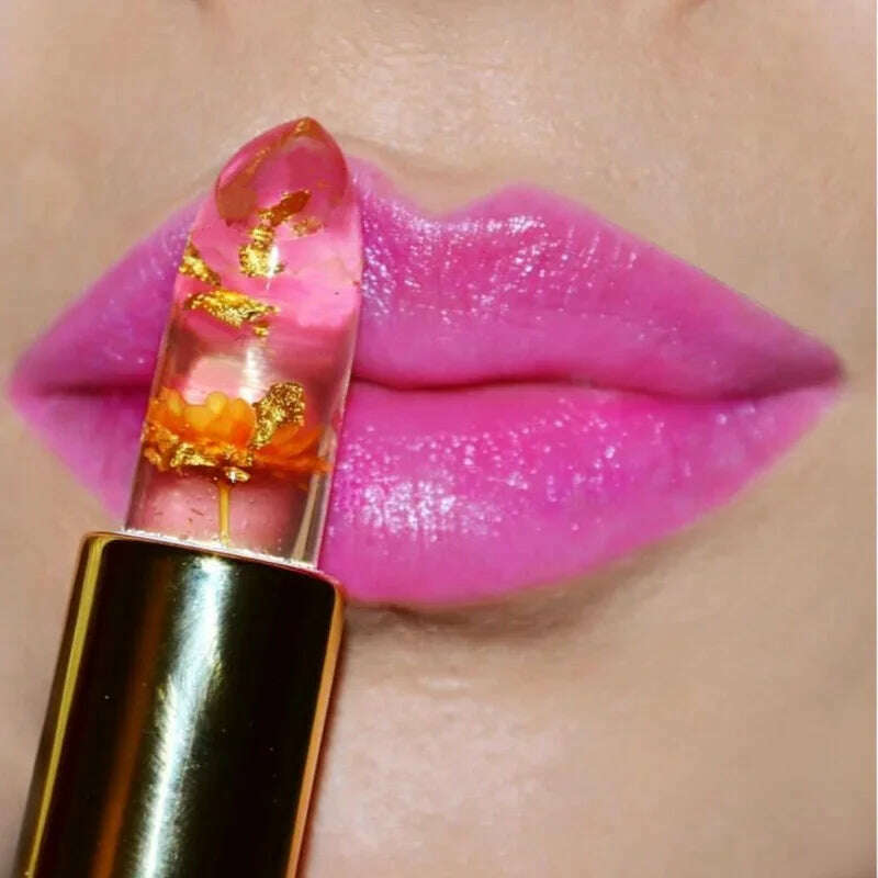 Moisturizing Flower Lip Blam Jelly Transparent Long Lasting Temperature Changed Color Lipstick Pink Nourish Lips Care Cosmetics - KIMLUD