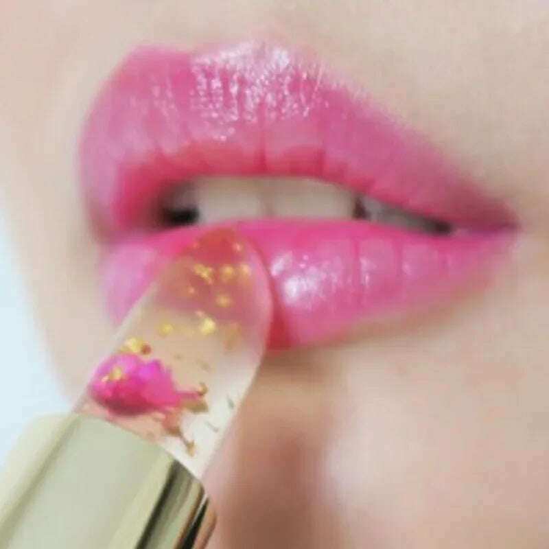 Moisturizing Flower Lip Blam Jelly Transparent Long Lasting Temperature Changed Color Lipstick Pink Nourish Lips Care Cosmetics - KIMLUD