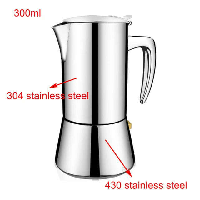 KIMLUD, Moka Pots 200ML/300ML Coffee Pot  Stainless Steel Coffee Maker Kitchen Coffee Percolator Drink Kettle, 300ml, KIMLUD APPAREL - Womens Clothes