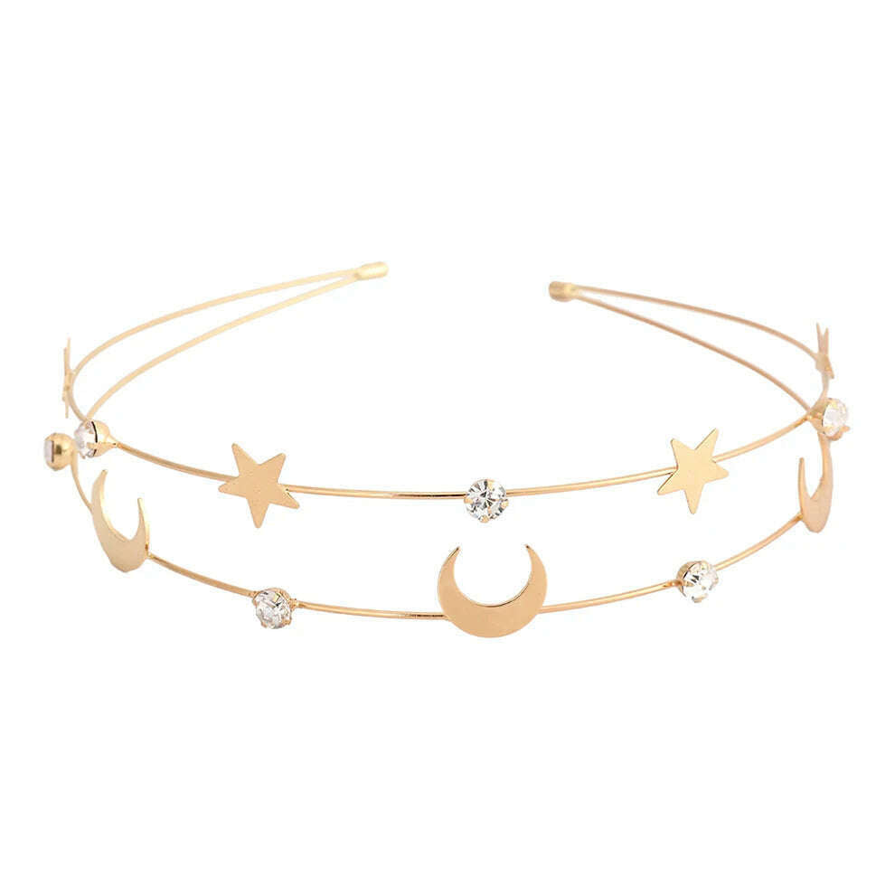 Molans New Fashion Gold Sliver Metal Hairband For Women Wedding Hair Accessories Tiara Rhinestones Pearl Headband Girls Headwear - KIMLUD