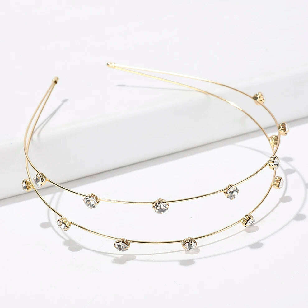 Molans New Fashion Gold Sliver Metal Hairband For Women Wedding Hair Accessories Tiara Rhinestones Pearl Headband Girls Headwear - KIMLUD