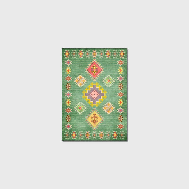 KIMLUD, Moroccan Ethnic Style Carpet and Rug Retro Yellow Green Geometric Home Decor Hallway Kitchen Bedroom Bedside Non-Slip Floor Mat, 50x80cm / Rug 1, KIMLUD APPAREL - Womens Clothes