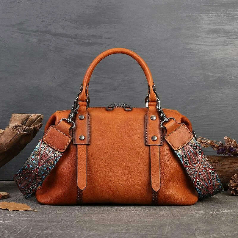 KIMLUD, MOTAORA Genuine Leather Shoulder Bags For Women Handbags 2024 New Luxury Designer Vintage Lady Handbag Casual Tote Women's Bag, Brown / 33cm-13cm-19cm, KIMLUD APPAREL - Womens Clothes