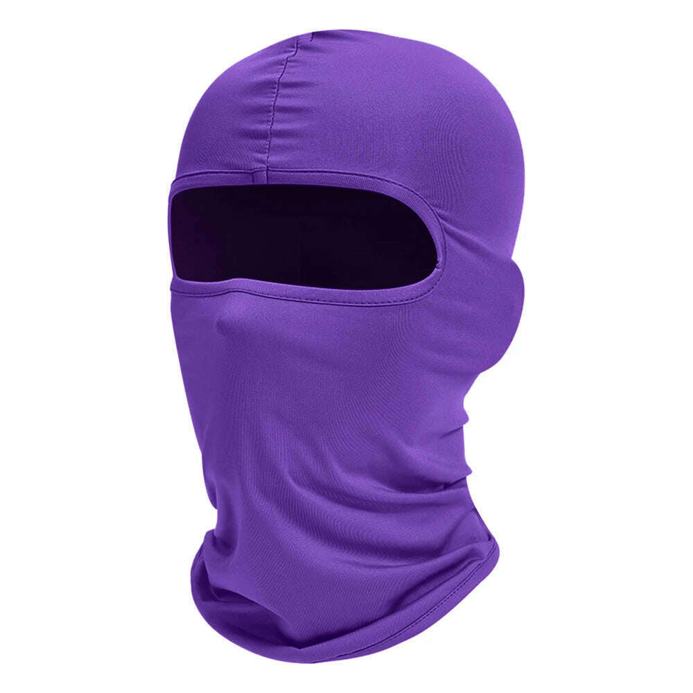 KIMLUD, Motorcycle Balaclava Full Face Cover Warmer Windproof Breathable Motorbike Motocross Cycling Biker Cycling Anti-UV Men Helmet, Purple, KIMLUD APPAREL - Womens Clothes