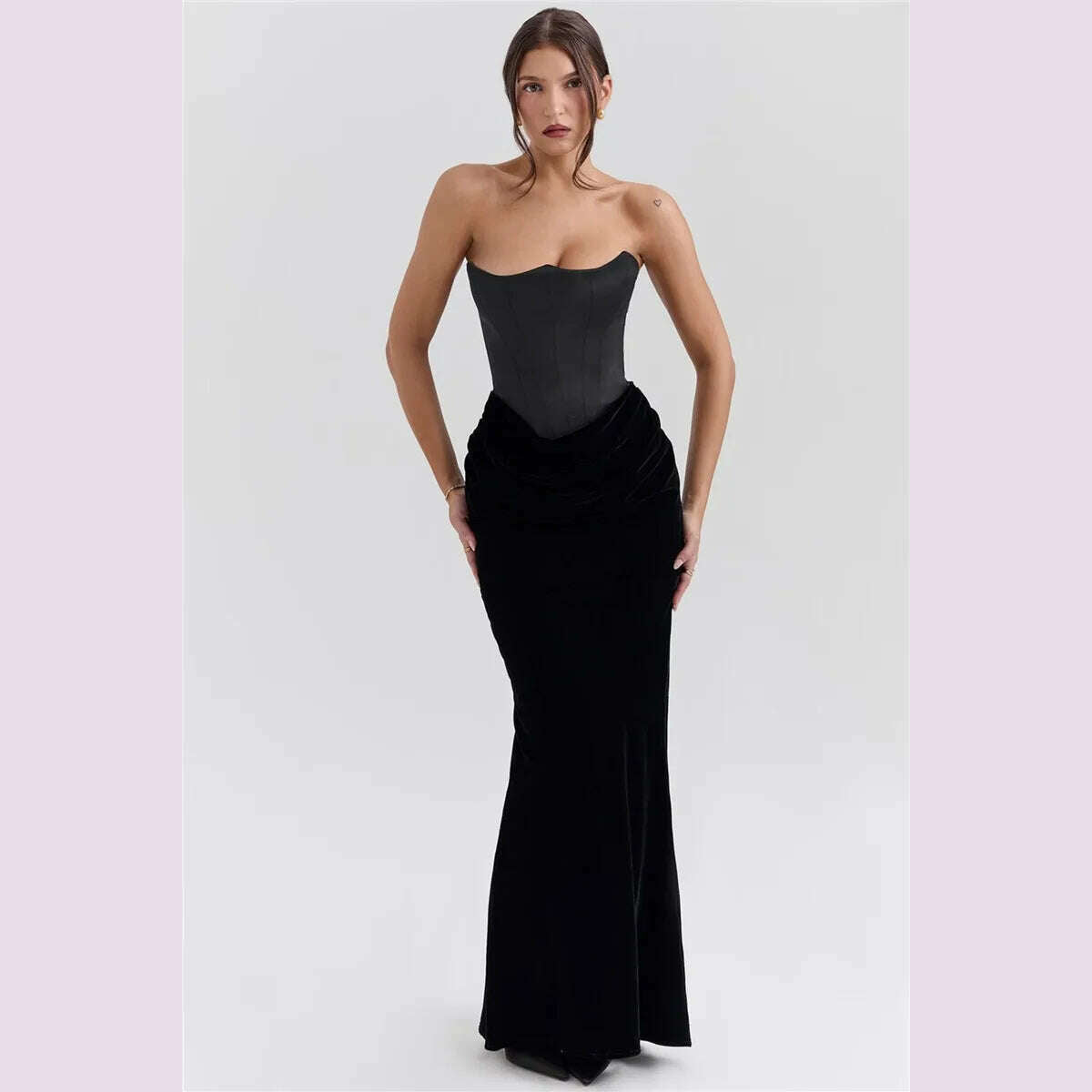 KIMLUD, Mozision Off-shoulder Strapless Sexy Maxi Dress For Women Elegant Sleeveless Backless Bodycon Club Party Evening Long Dress, KIMLUD Womens Clothes