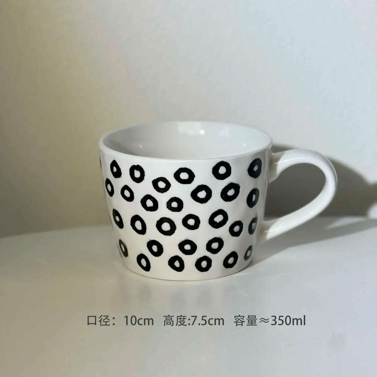 Mugs American Style Coffee Household Milk Breakfast Ceramics Cup Drinkware Stripe Wave Dot Handle Kitchen Garden - KIMLUD