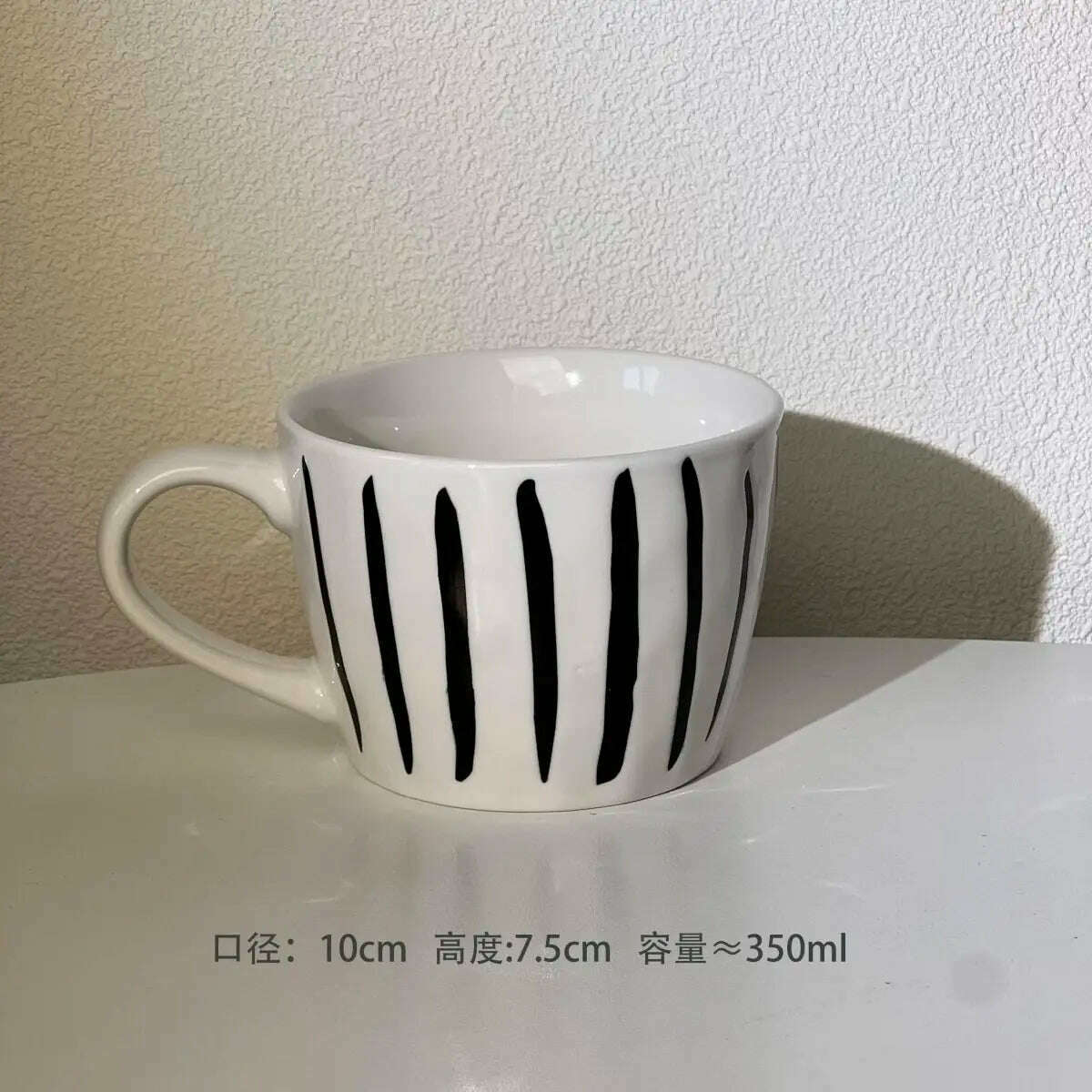 KIMLUD, Mugs American Style Coffee Household Milk Breakfast Ceramics Cup Drinkware Stripe Wave Dot Handle Kitchen Garden, C  10X7.5CM / 350ML, KIMLUD APPAREL - Womens Clothes