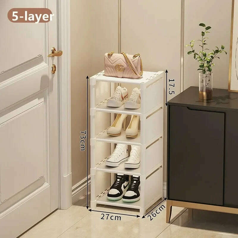 KIMLUD, Multi-Layer Stackable Shoe Cabinet Shoes Storage Rack foldable free combination shoe rack For Entry Wall Corner Shoes Shelf, White-5-layer, KIMLUD APPAREL - Womens Clothes