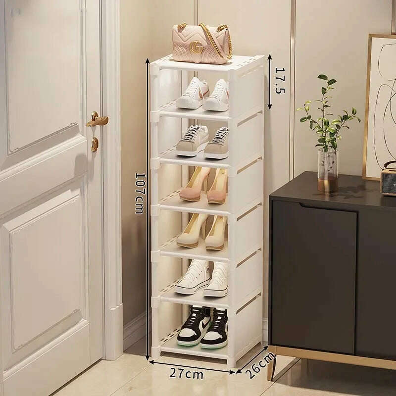 KIMLUD, Multi-Layer Stackable Shoe Cabinet Shoes Storage Rack foldable free combination shoe rack For Entry Wall Corner Shoes Shelf, White-7-layer, KIMLUD APPAREL - Womens Clothes