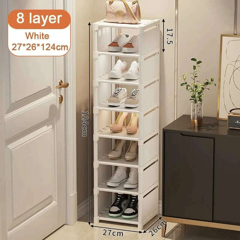 KIMLUD, Multi-Layer Stackable Shoe Cabinet Shoes Storage Rack foldable free combination shoe rack For Entry Wall Corner Shoes Shelf, White-8-layer, KIMLUD APPAREL - Womens Clothes