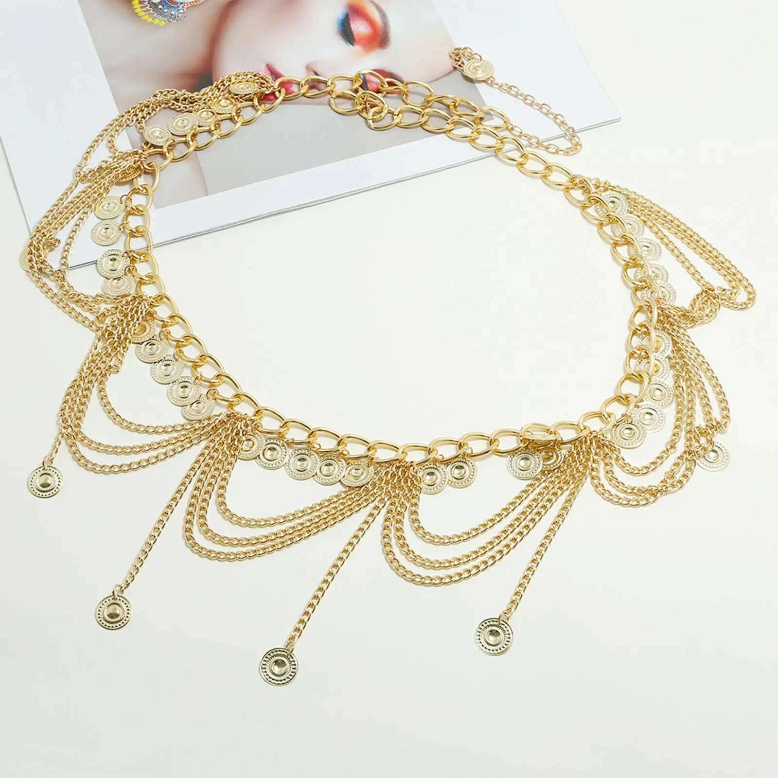 KIMLUD, Multi Waist Chain/ Jewelry /Long /Gift /Punk /Boho Golden Coin Tassel Pendant Fashion Zinc Alloy  Belly  Party Girls, Default Title, KIMLUD APPAREL - Womens Clothes