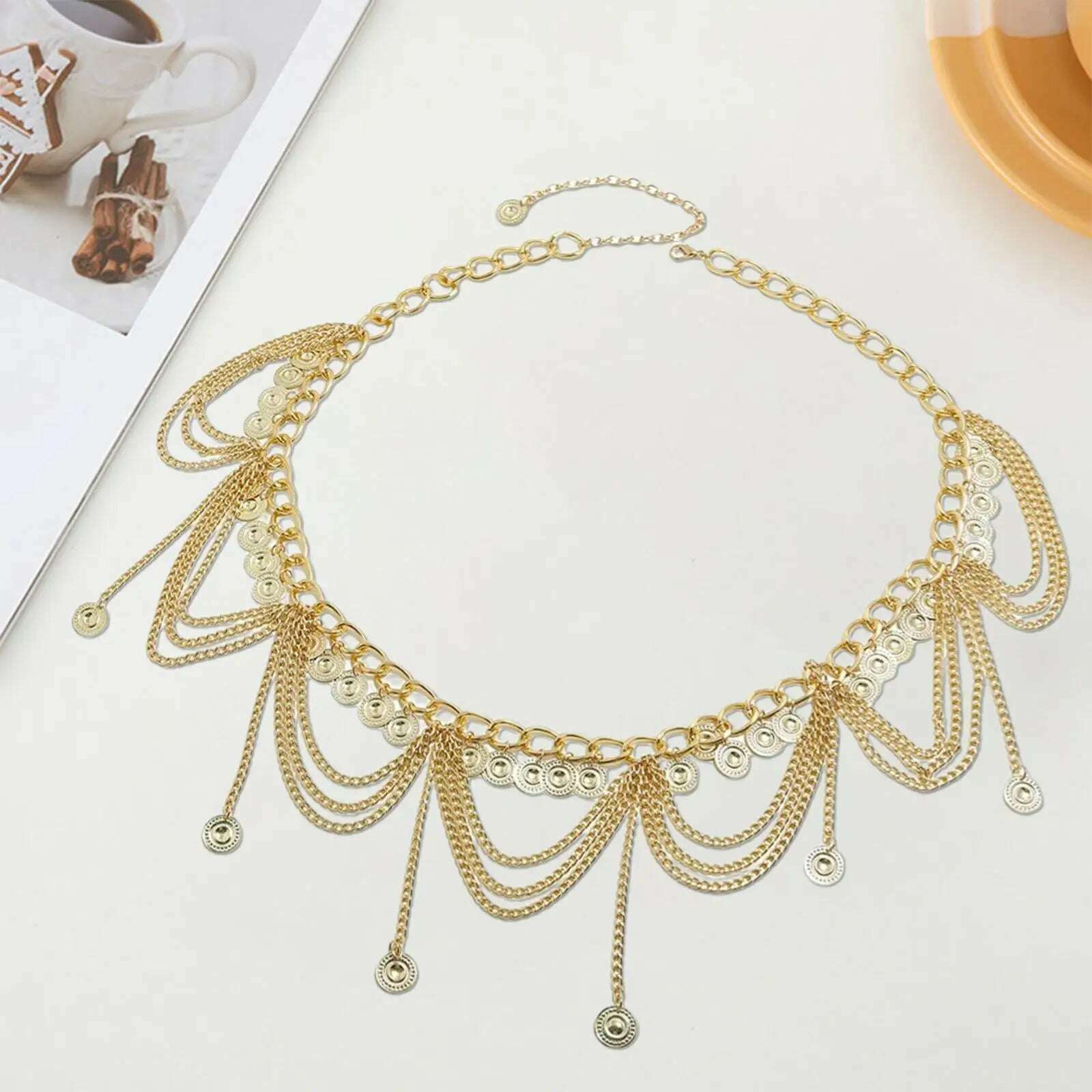 KIMLUD, Multi Waist Chain/ Jewelry /Long /Gift /Punk /Boho Golden Coin Tassel Pendant Fashion Zinc Alloy  Belly  Party Girls, KIMLUD Womens Clothes