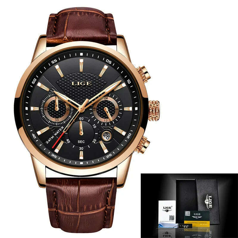 Multifunction Mens Watches LIGE Top Brand Luxury Casual Quartz Watch Men Sport Waterproof Clock Silver Watches Relogio Masculino - KIMLUD