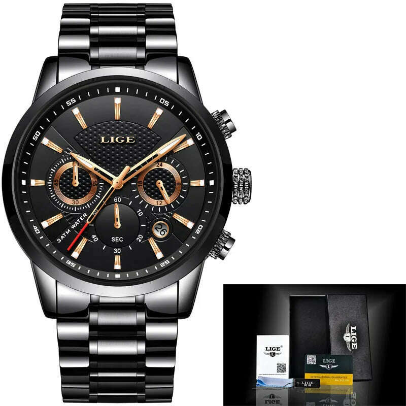 Multifunction Mens Watches LIGE Top Brand Luxury Casual Quartz Watch Men Sport Waterproof Clock Silver Watches Relogio Masculino - KIMLUD