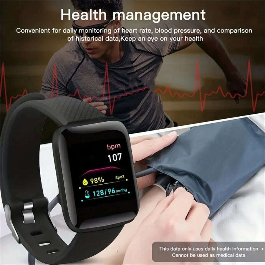 Multifunction Smart Watch For Men Women Kids Message Remind Music Control Sport Step Calories D13 Smartwatch Alarm Clock 116Plus - KIMLUD