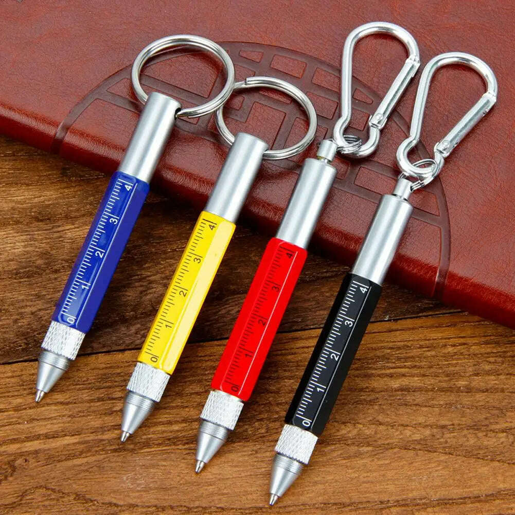 KIMLUD, Multifunction Tool Pen Six-in-One Metal Pen Screwdriver Hexagonal Touch Screen Carabiner Small Scale Ballpoint Pen, KIMLUD Womens Clothes