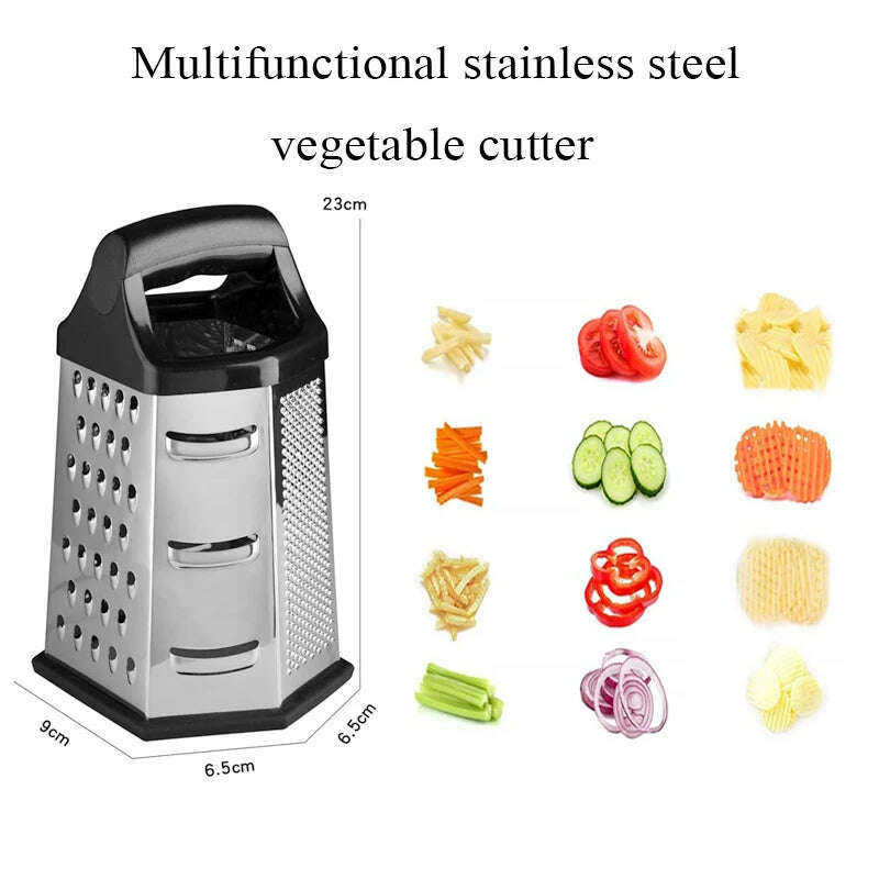 KIMLUD, Multifunctional Vegetables Box Grater Stainless Steel 6 Sides Slicer Shredders Manual Cheese Potato Graters Kitchen Accessories, KIMLUD Womens Clothes