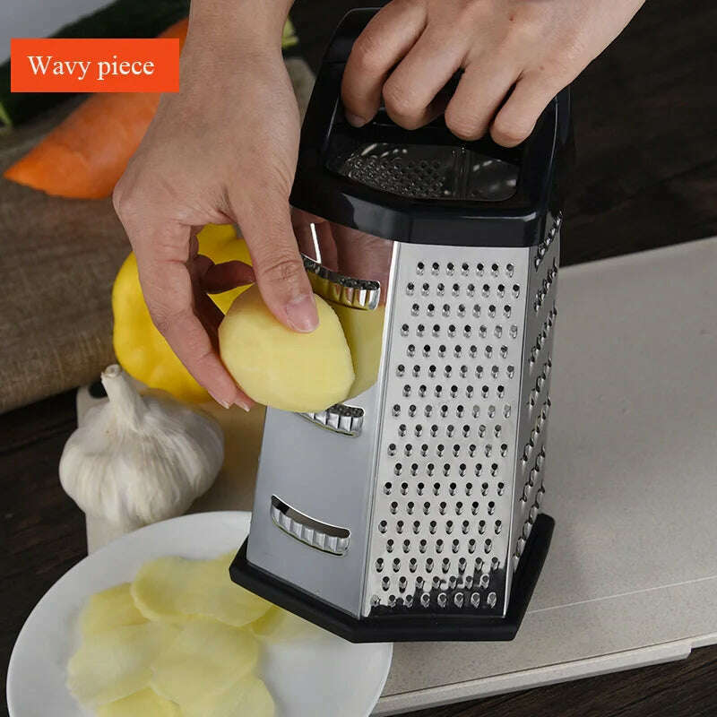 KIMLUD, Multifunctional Vegetables Box Grater Stainless Steel 6 Sides Slicer Shredders Manual Cheese Potato Graters Kitchen Accessories, KIMLUD Womens Clothes