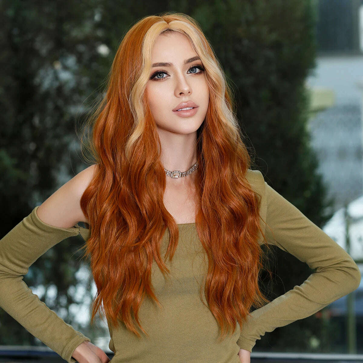 KIMLUD, NAMM Long Wavy Ombre Blonde Wigs for Women Cosplay Daily Party Synthetic Light Orange Hair Wig Lolita Heat Resistant Fiber, KIMLUD Womens Clothes