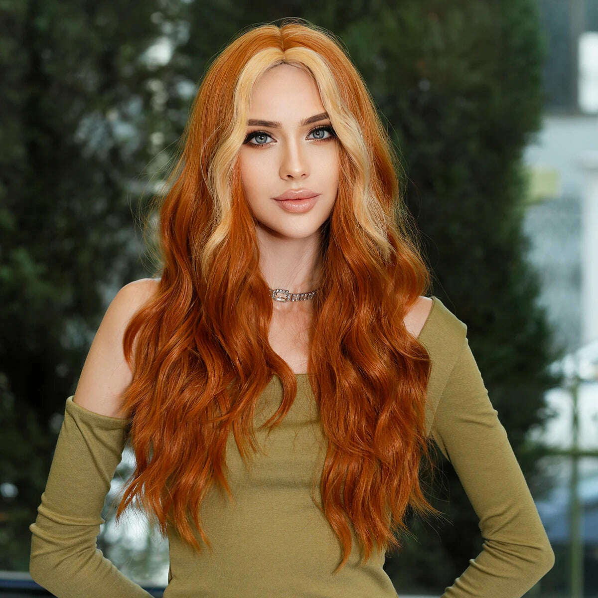 KIMLUD, NAMM Long Wavy Ombre Blonde Wigs for Women Cosplay Daily Party Synthetic Light Orange Hair Wig Lolita Heat Resistant Fiber, KIMLUD Womens Clothes