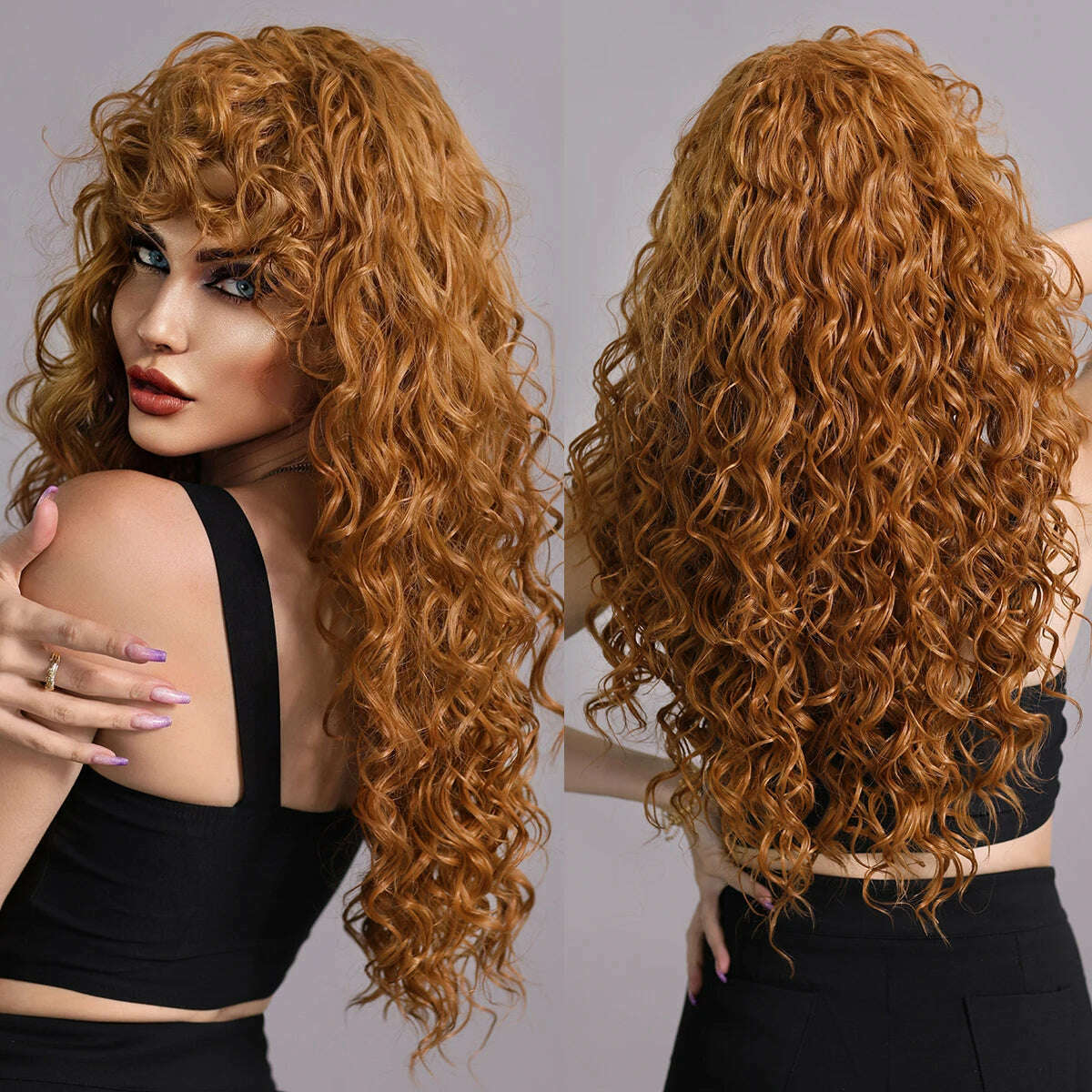 KIMLUD, NAMM Long Wavy Ombre Blonde Wigs for Women Cosplay Daily Party Synthetic Light Orange Hair Wig Lolita Heat Resistant Fiber, MW9054-1 / Follow us - 2USD, KIMLUD APPAREL - Womens Clothes