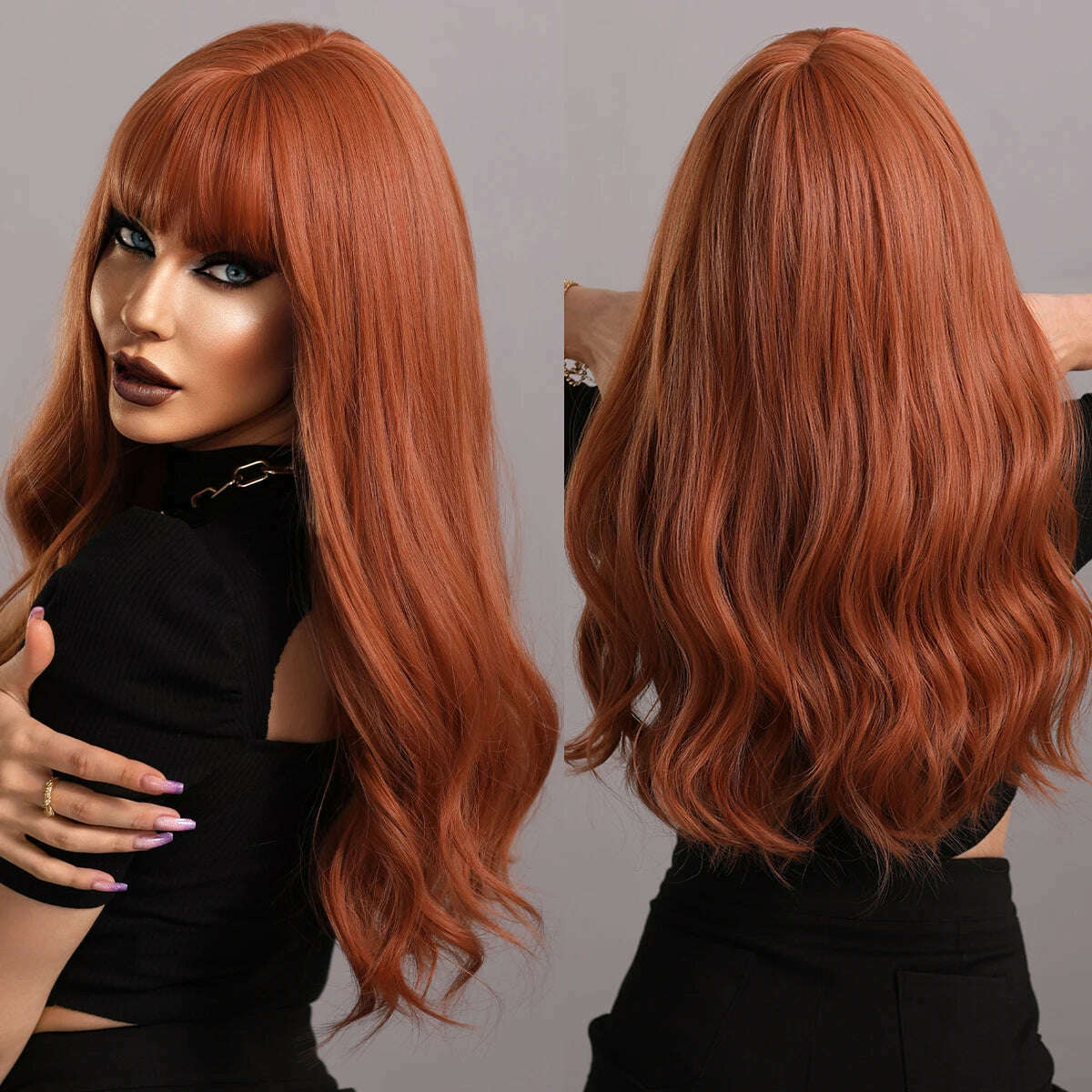 KIMLUD, NAMM Long Wavy Ombre Blonde Wigs for Women Cosplay Daily Party Synthetic Light Orange Hair Wig Lolita Heat Resistant Fiber, MW0351-1 / Follow us - 2USD, KIMLUD APPAREL - Womens Clothes