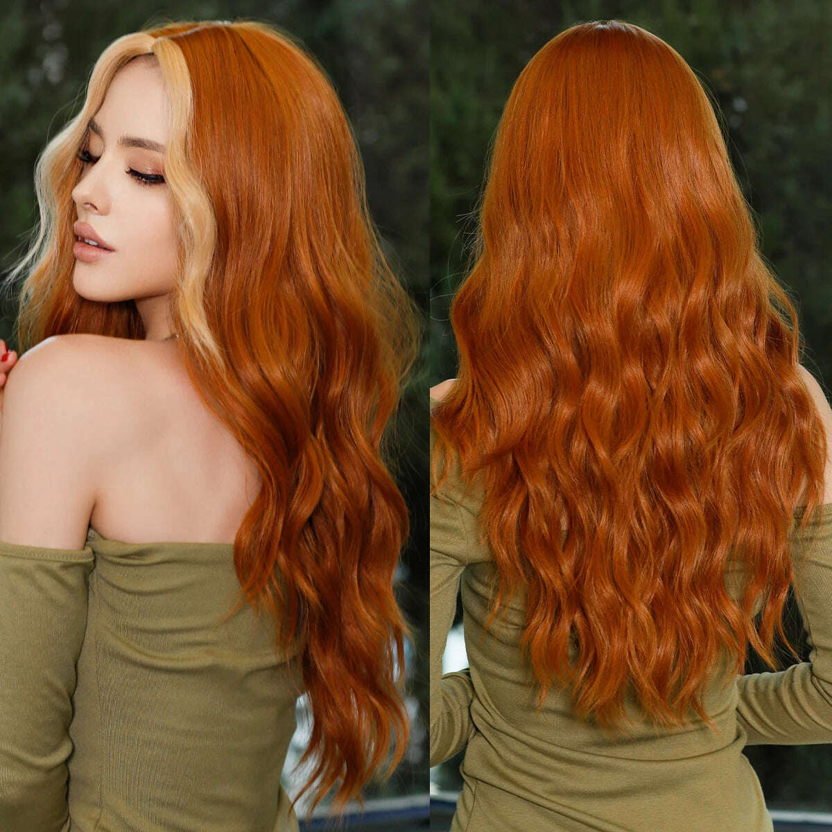 KIMLUD, NAMM Long Wavy Ombre Blonde Wigs for Women Cosplay Daily Party Synthetic Light Orange Hair Wig Lolita Heat Resistant Fiber, MW9068-1 / Follow us - 2USD, KIMLUD APPAREL - Womens Clothes