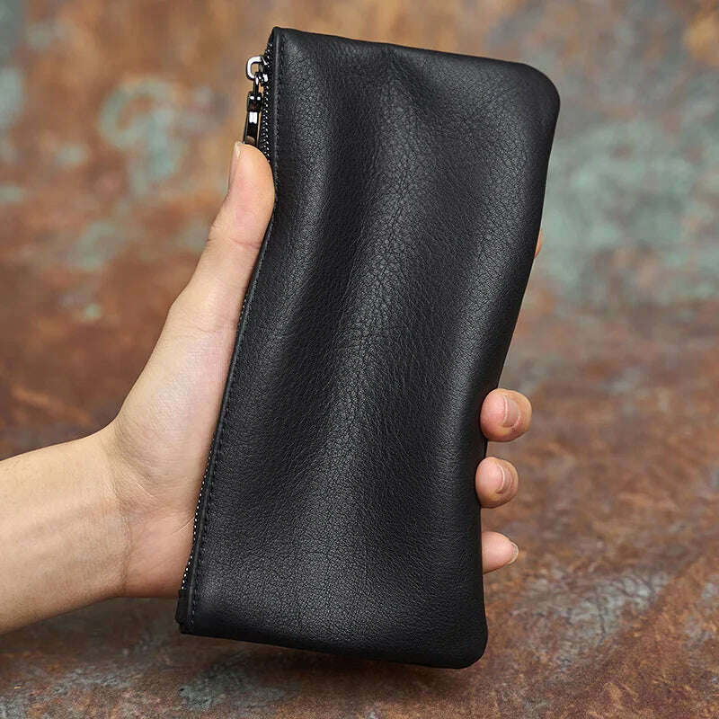 KIMLUD, NASVA Genuine Leather Men's Wallet Long Wallet Clutch Coin Purse Card Holder Phone Bag Women's Wallet Bank Card Bag, Black / CHINA, KIMLUD APPAREL - Womens Clothes