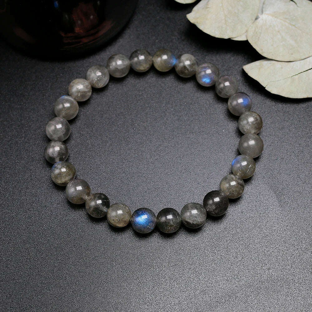 KIMLUD, Natural AAA Grey Labradorite Stone Bracelet Rainbow Light Beads Bracelets Handmade DIY Jewelry for Woman Men Gift, KIMLUD Womens Clothes