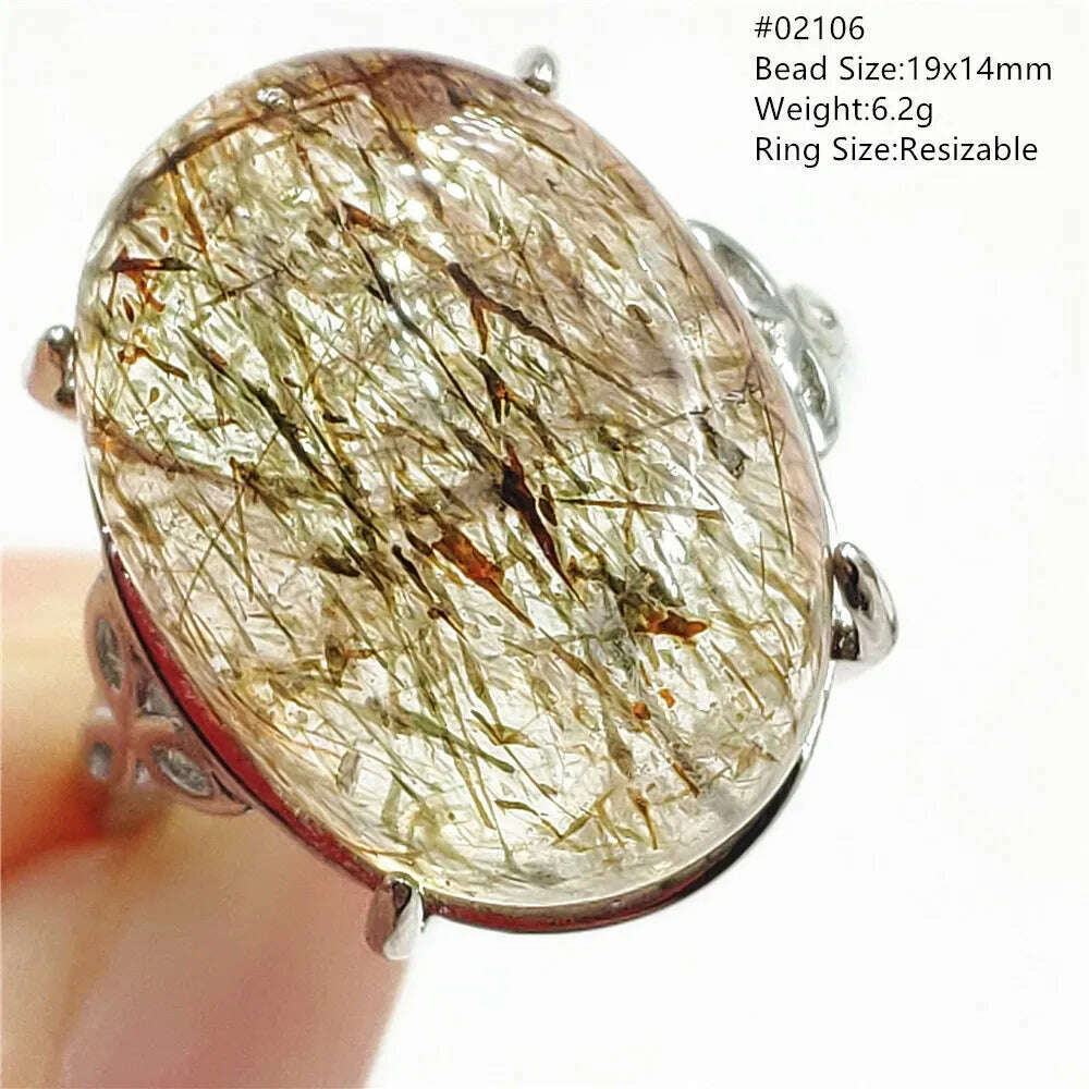 KIMLUD, Natural Black Copper Super Seven Rutilated Quartz Ring 925 Sterling Silver Lucky Jewelry Bead Adjustable Size Woman Men AAAAAA, KIMLUD Womens Clothes