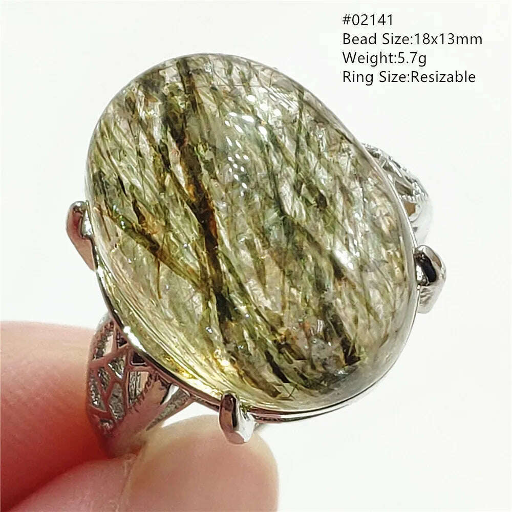 KIMLUD, Natural Black Copper Super Seven Rutilated Quartz Ring 925 Sterling Silver Lucky Jewelry Bead Adjustable Size Woman Men AAAAAA, 02141, KIMLUD APPAREL - Womens Clothes