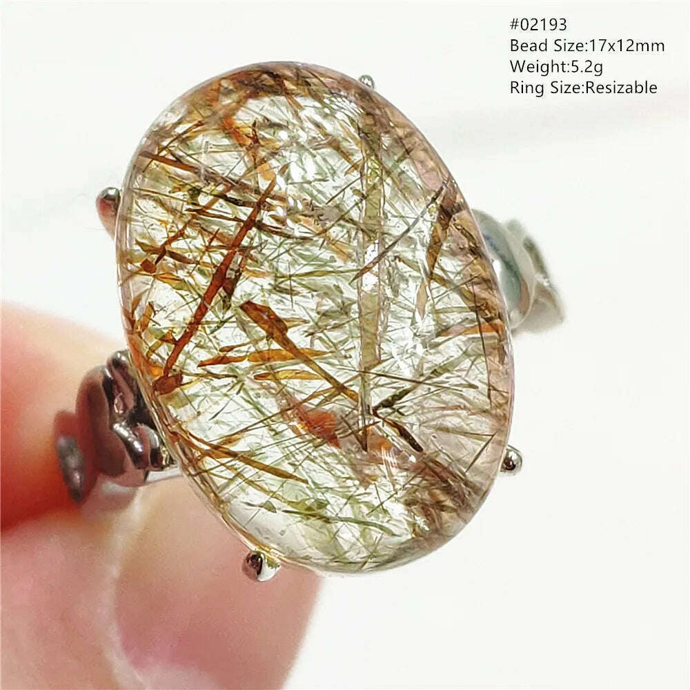 KIMLUD, Natural Black Copper Super Seven Rutilated Quartz Ring 925 Sterling Silver Lucky Jewelry Bead Adjustable Size Woman Men AAAAAA, 02193, KIMLUD APPAREL - Womens Clothes