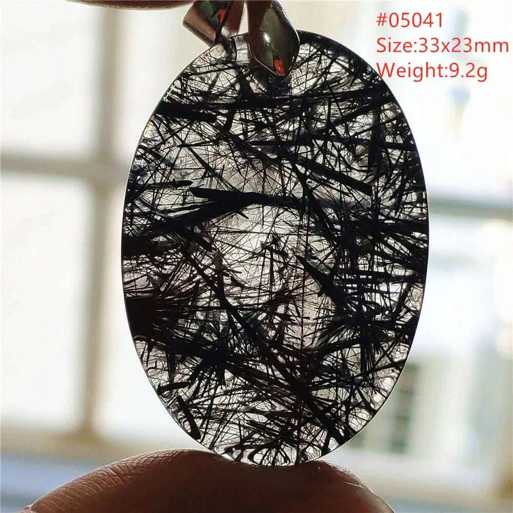 Natural Black Rutilated Quartz Rectangle Pendant Jewelry Clear Beads Oval Clear Beads Crystal Wealthy Rutilated AAAAAA - KIMLUD