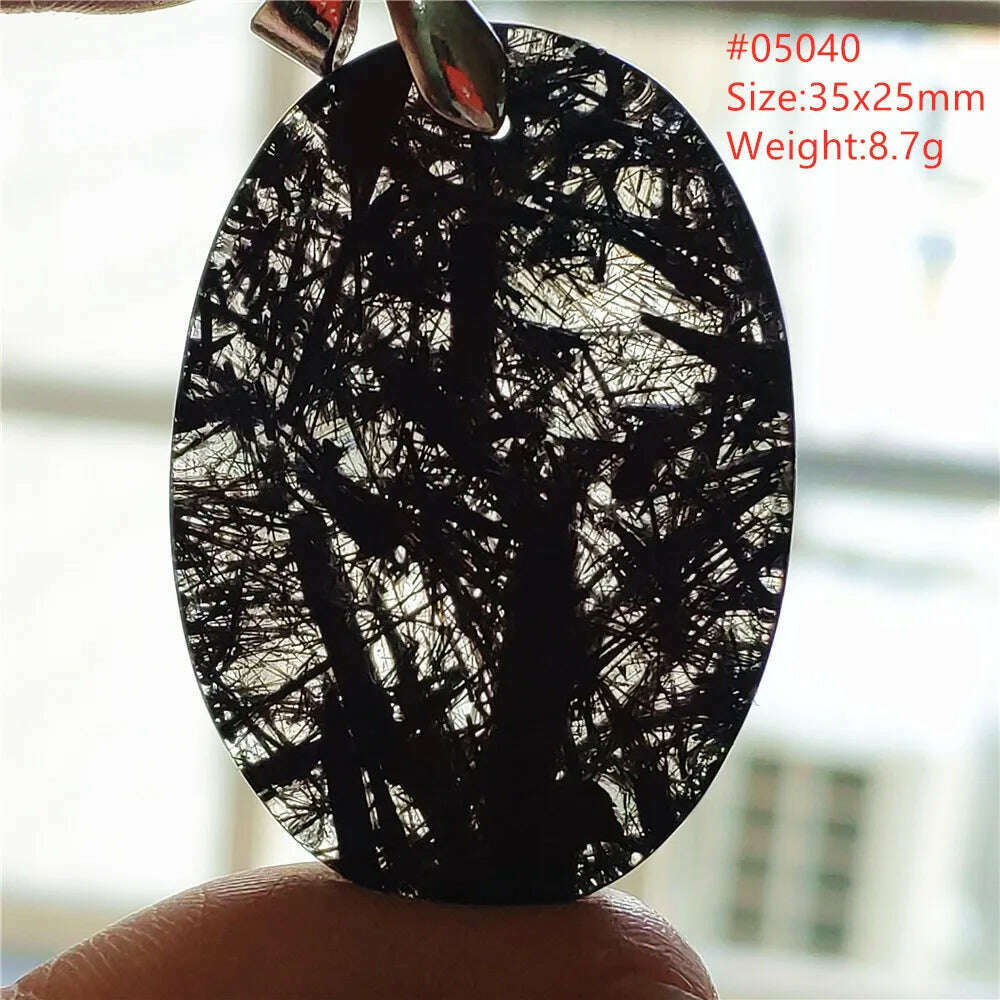 Natural Black Rutilated Quartz Rectangle Pendant Jewelry Clear Beads Oval Clear Beads Crystal Wealthy Rutilated AAAAAA - KIMLUD